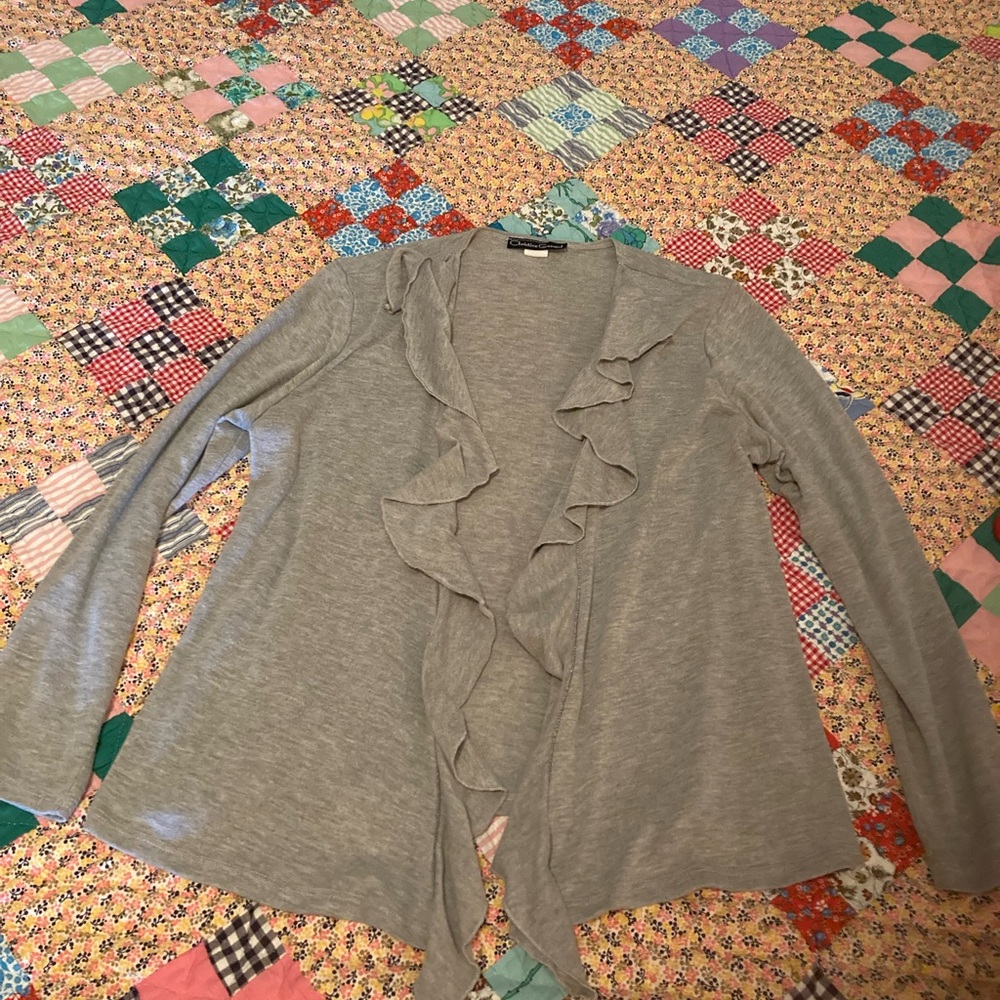 Ruffled front cardigan